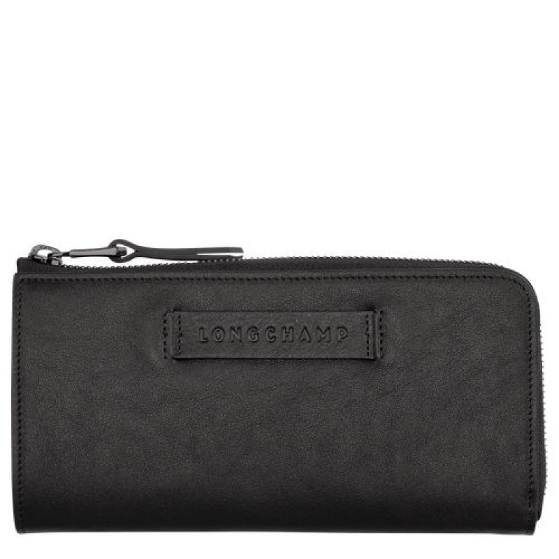 Longchamp 3D Long wallet with zip around Black | TZOEDXH-05