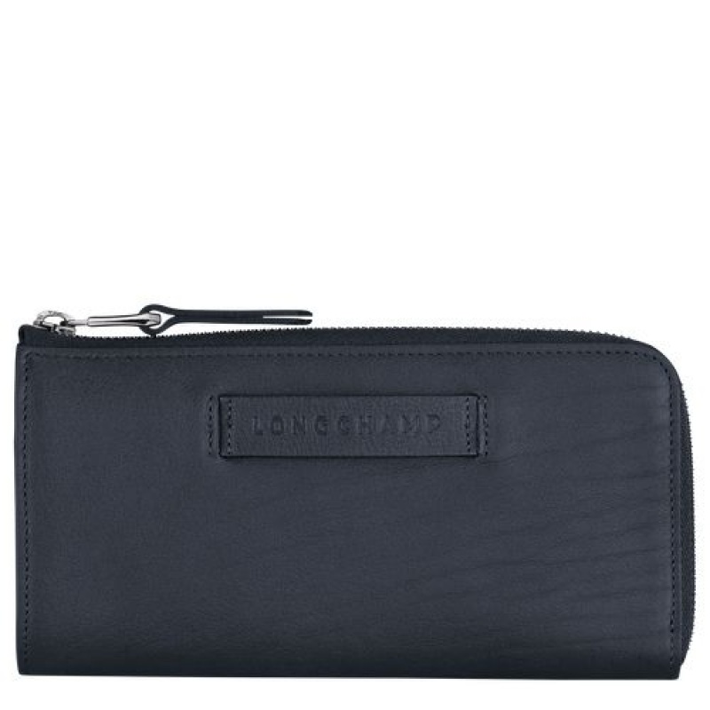 Longchamp 3D Long wallet with zip around Midnight Blue | ZMAGPRQ-82