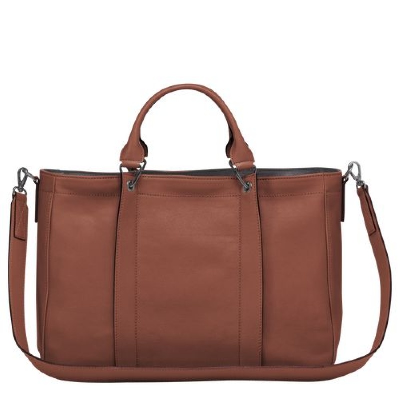 Longchamp 3D Top handle bag M Cognac | UIDJCGY-61