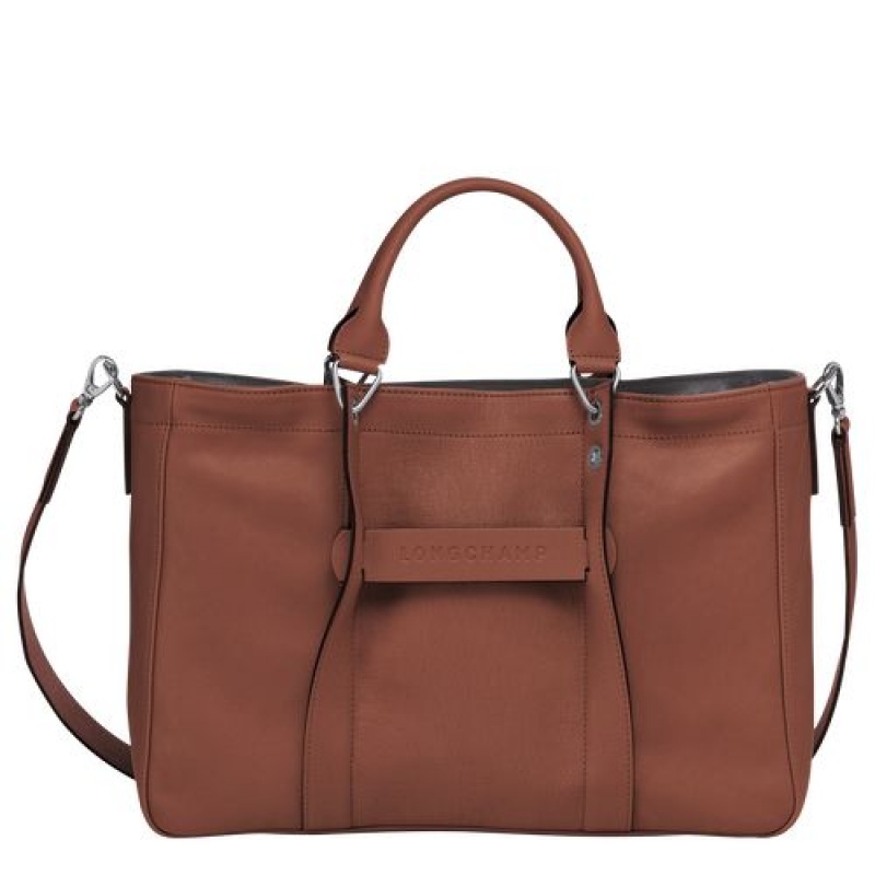 Longchamp 3D Top handle bag M Cognac | UIDJCGY-61