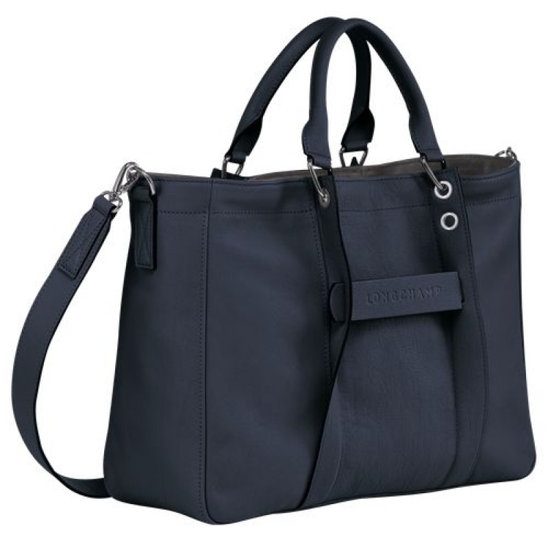 Longchamp 3D Top handle bag M Midnight Blue | JDTNWXQ-20