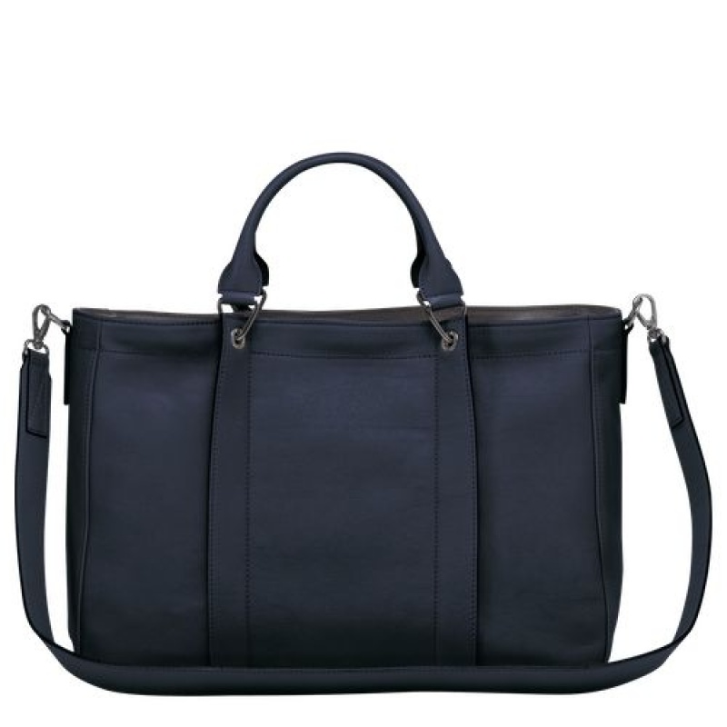 Longchamp 3D Top handle bag M Midnight Blue | JDTNWXQ-20