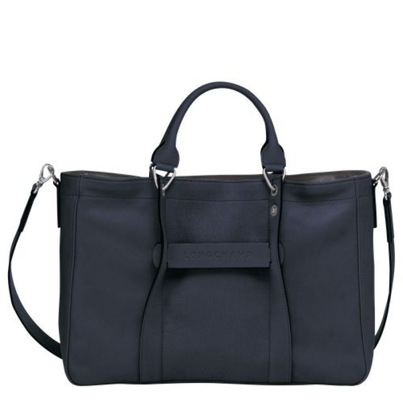 Longchamp 3D Top handle bag M Midnight Blue | JDTNWXQ-20