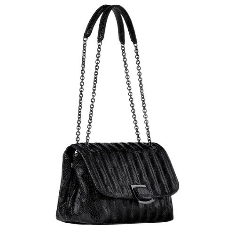 Longchamp Brioche Crossbody bag M Black | IVBZUQE-84