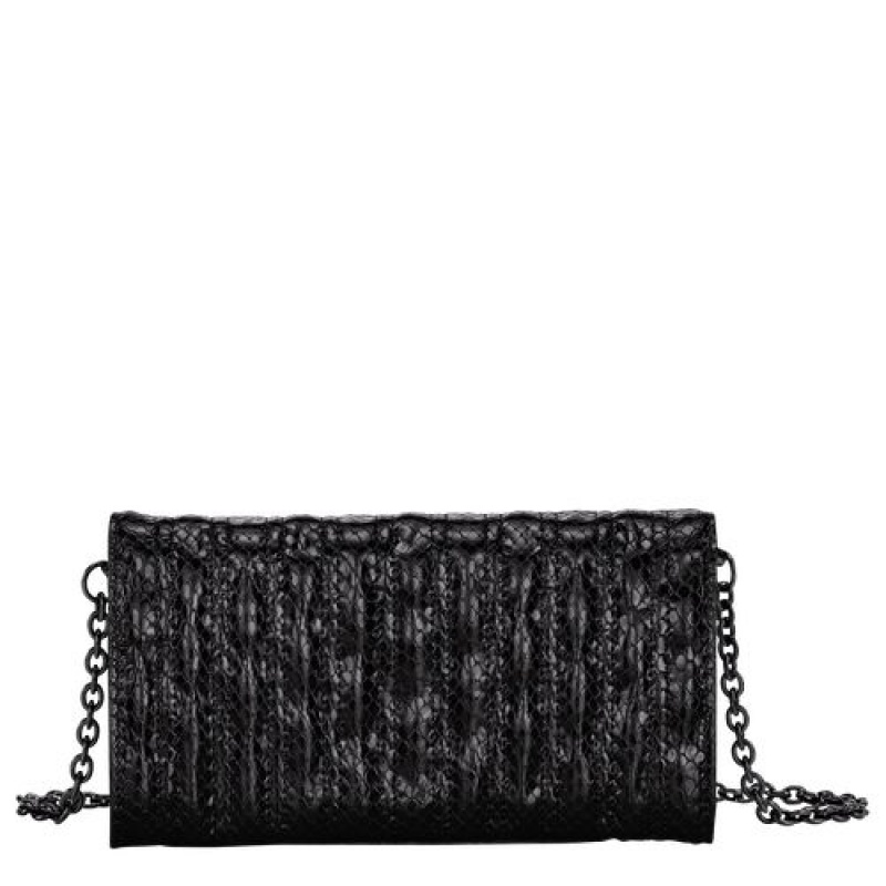 Longchamp Brioche Serpent Wallet on chain Black | ROAQHYZ-19