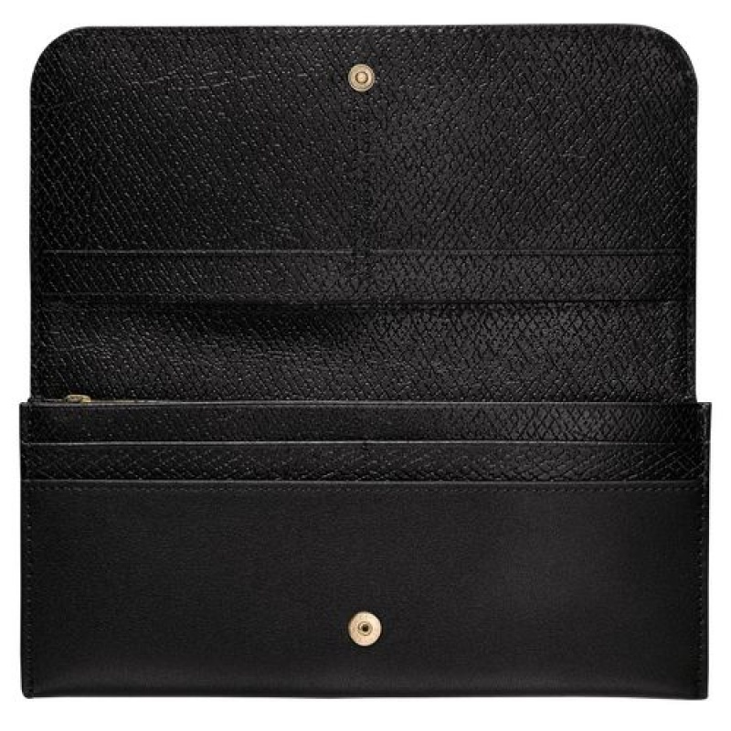 Longchamp Cavalcade Long continental wallet Black | RLUWYQT-15