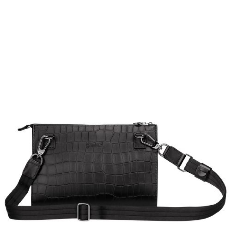 Longchamp Croco Block Crossbody bag Black | PMXJENC-67