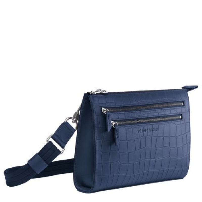 Longchamp Croco Block Crossbody bag Navy | RSCYVPT-79