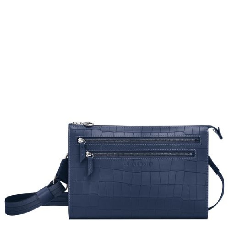 Longchamp Croco Block Crossbody bag Navy | RSCYVPT-79