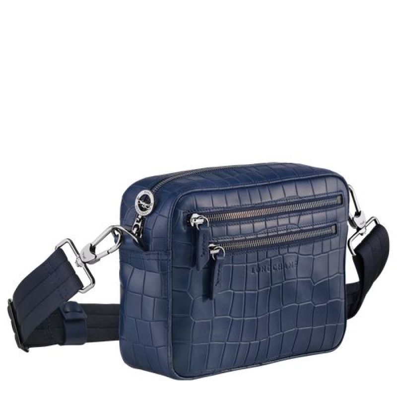 Longchamp Croco Block Crossbody bag Navy | YEZQVKP-09