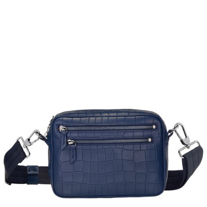 Longchamp Croco Block Crossbody bag Navy | YEZQVKP-09