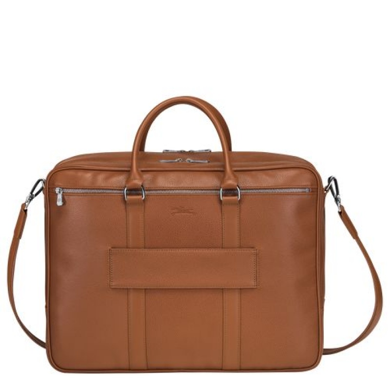 Longchamp Le Foulonne Briefcase L Caramel | KJWMDNR-87