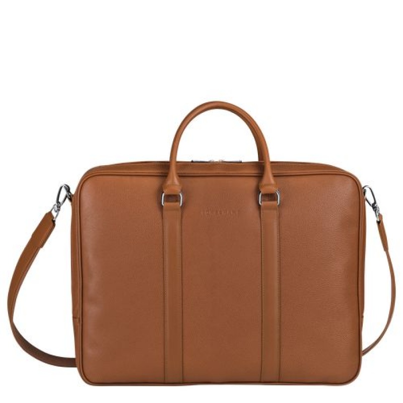 Longchamp Le Foulonne Briefcase L Caramel | KJWMDNR-87