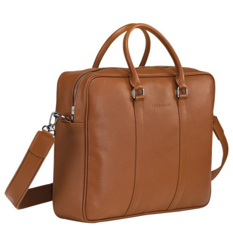 Longchamp Le Foulonne Briefcase M Caramel | NGXPHBK-85