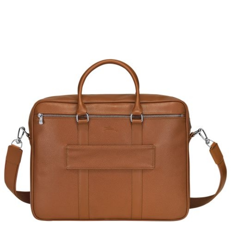 Longchamp Le Foulonne Briefcase M Caramel | NGXPHBK-85