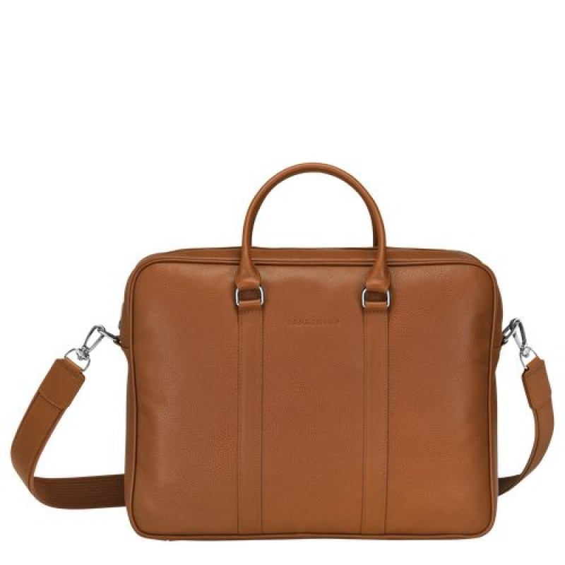 Longchamp Le Foulonne Briefcase M Caramel | NGXPHBK-85