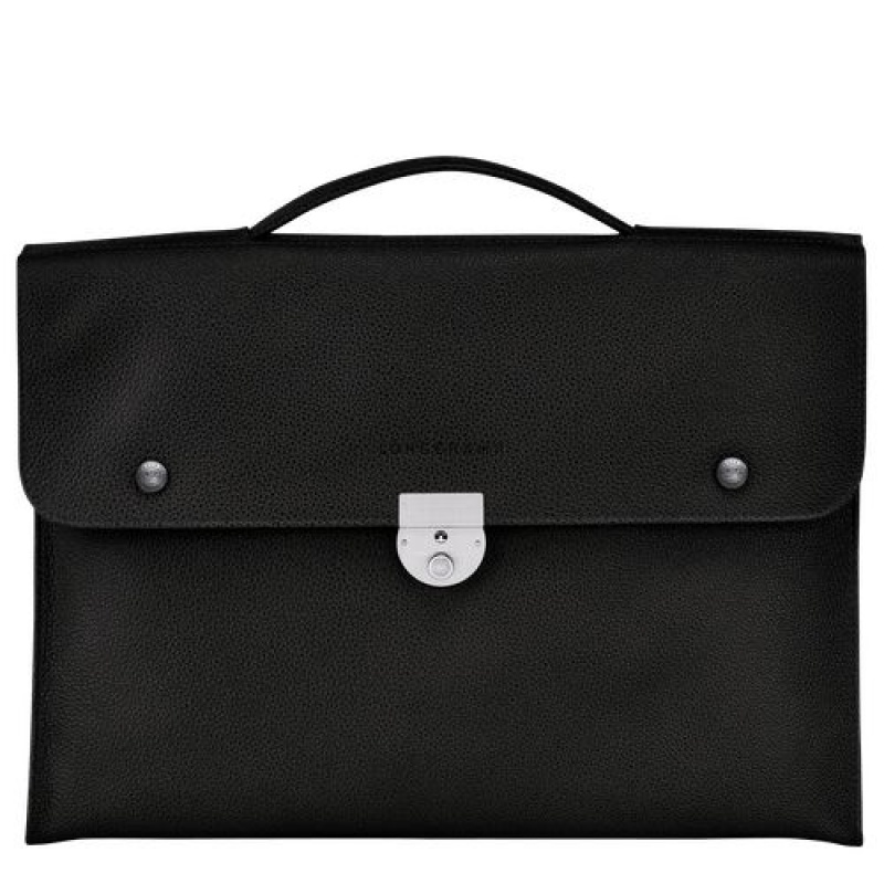 Longchamp Le Foulonne Briefcase S Black | VNSBMEZ-01