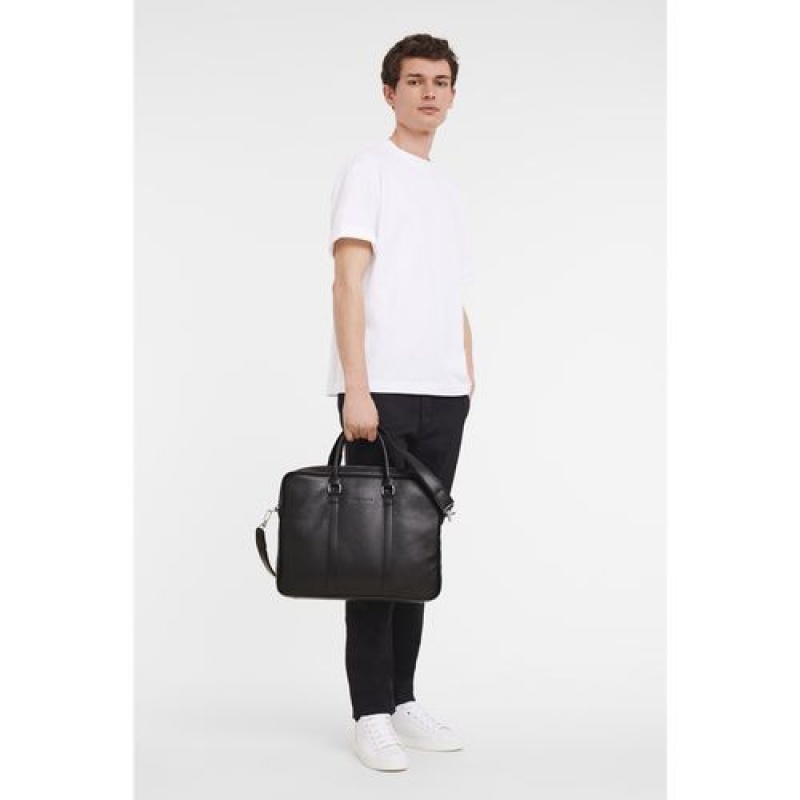 Longchamp Le Foulonne Briefcase S Black | XUFWIVM-41