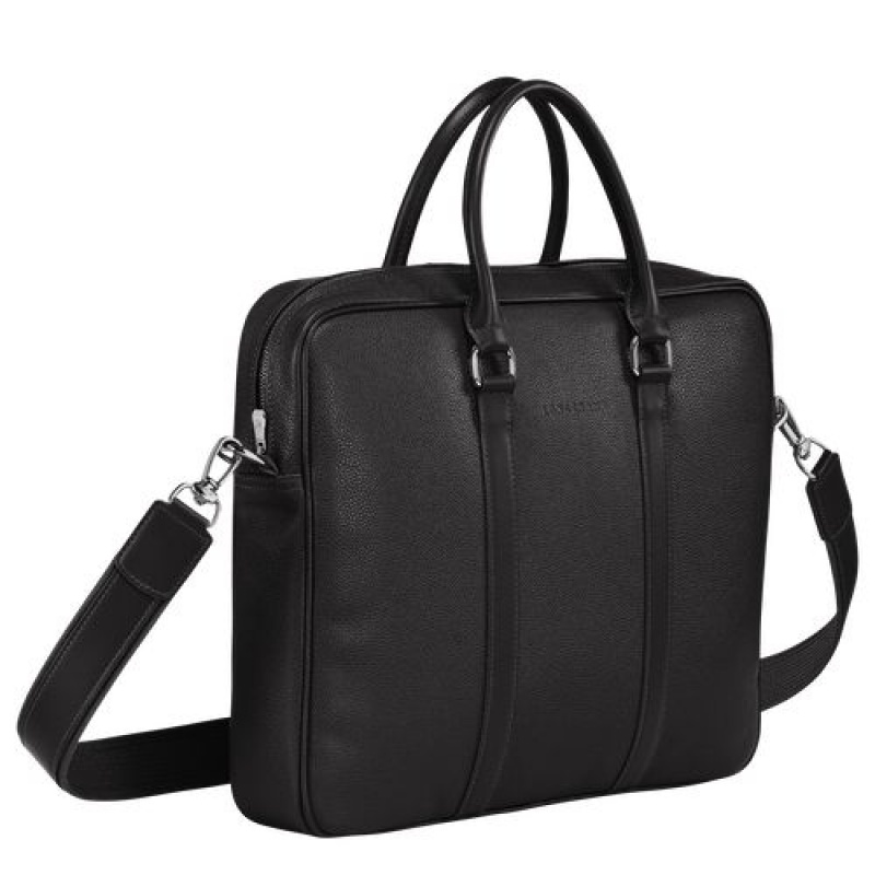 Longchamp Le Foulonne Briefcase S Black | HOPZBWX-15