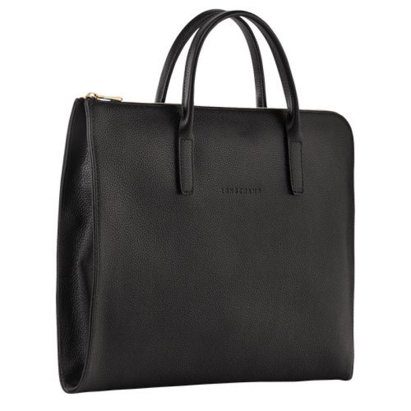 Longchamp Le Foulonne Briefcase S Black | BTMCDUS-72