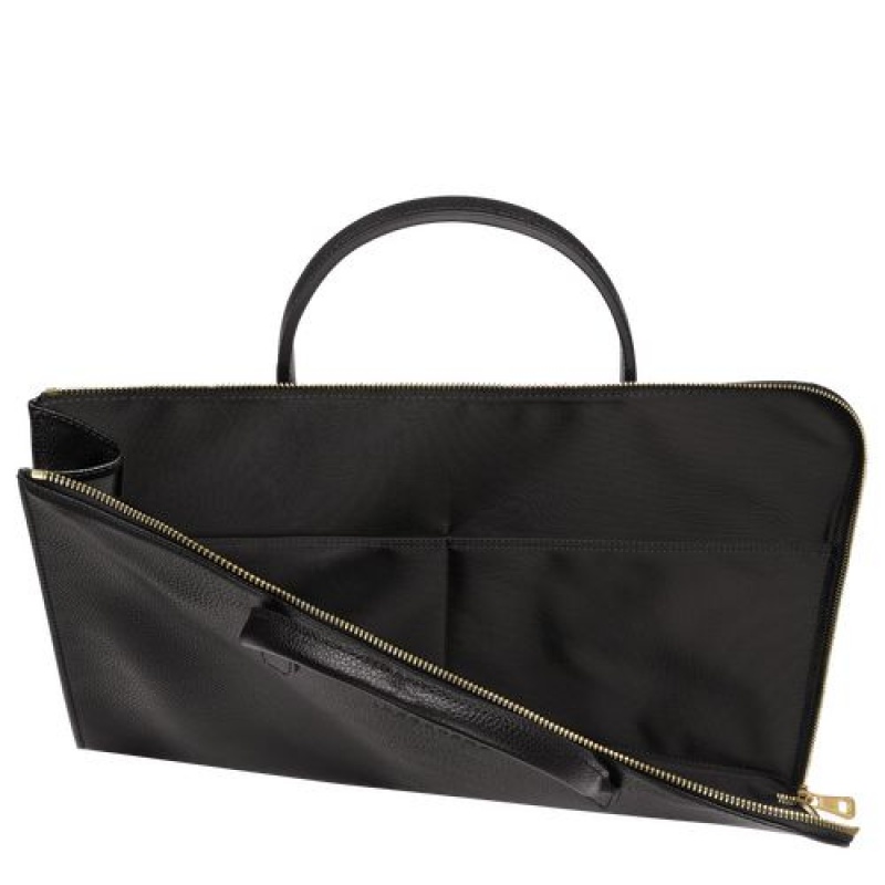 Longchamp Le Foulonne Briefcase S Black | BTMCDUS-72