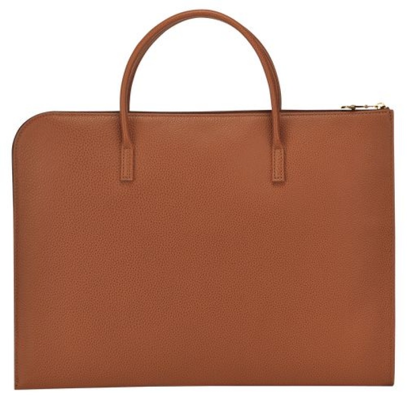 Longchamp Le Foulonne Briefcase S Caramel | VGACROD-07