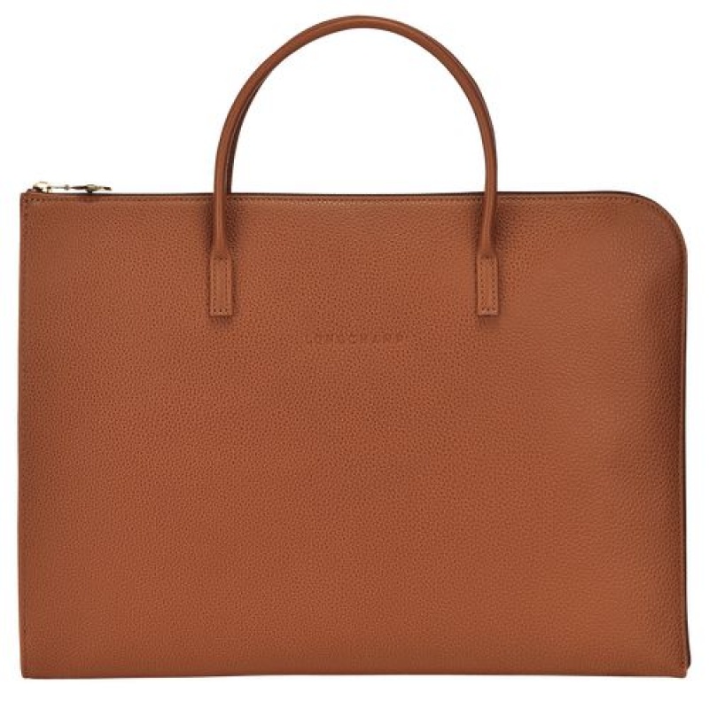 Longchamp Le Foulonne Briefcase S Caramel | VGACROD-07