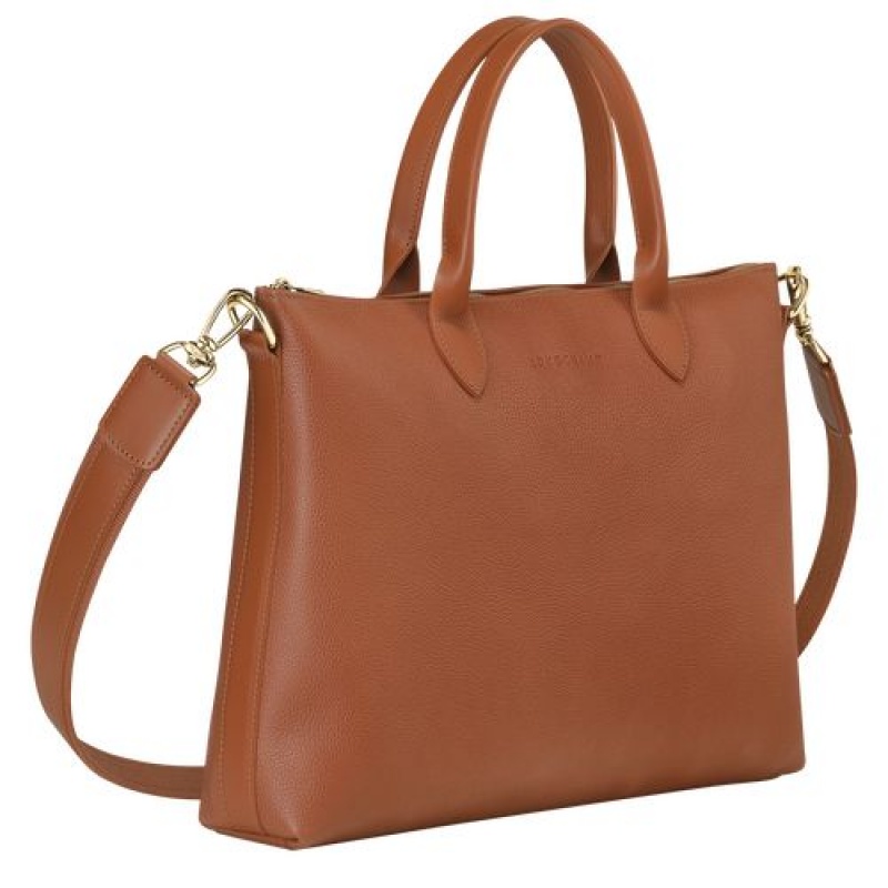 Longchamp Le Foulonne Briefcase S Caramel | YALZDHJ-76