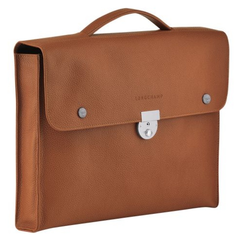 Longchamp Le Foulonne Briefcase S Caramel | ZRJAXME-31