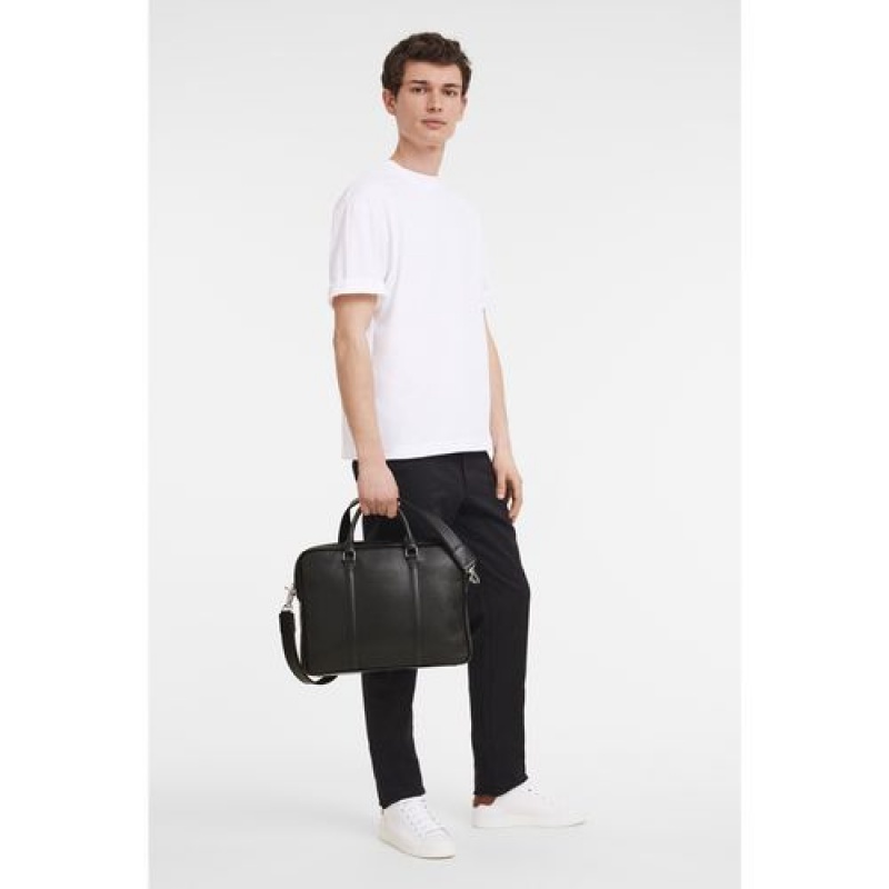 Longchamp Le Foulonne Briefcase XS Black | XMTHYLO-39