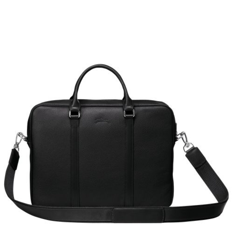 Longchamp Le Foulonne Briefcase XS Black | XMTHYLO-39