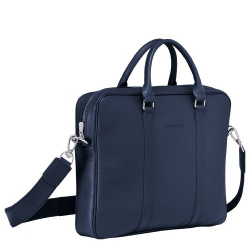 Longchamp Le Foulonne Briefcase XS Navy | WFRXNYU-94