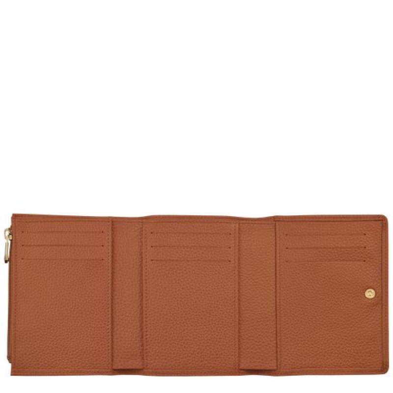 Longchamp Le Foulonne Compact wallet Caramel | EQZPRBD-36