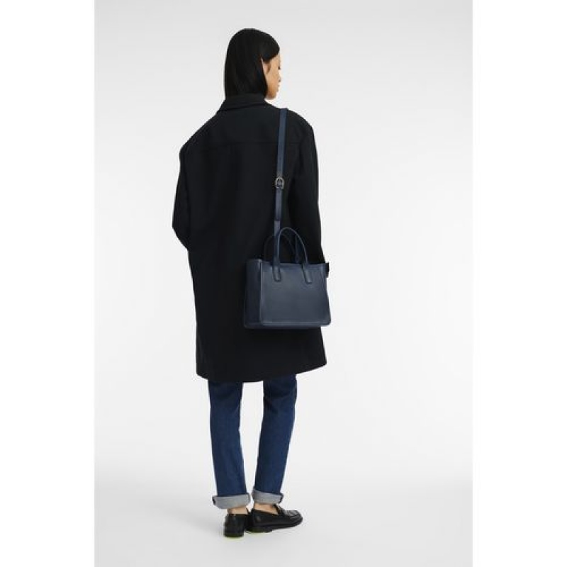 Longchamp Le Foulonne Handle bag Navy | ZDSVXGE-58