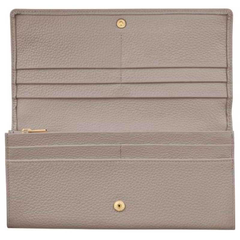 Longchamp Le Foulonne Long continental wallet Turtledove | YSIQEVU-10