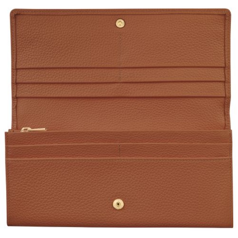 Longchamp Le Foulonne Long continental wallet Caramel | CUWQTPR-19