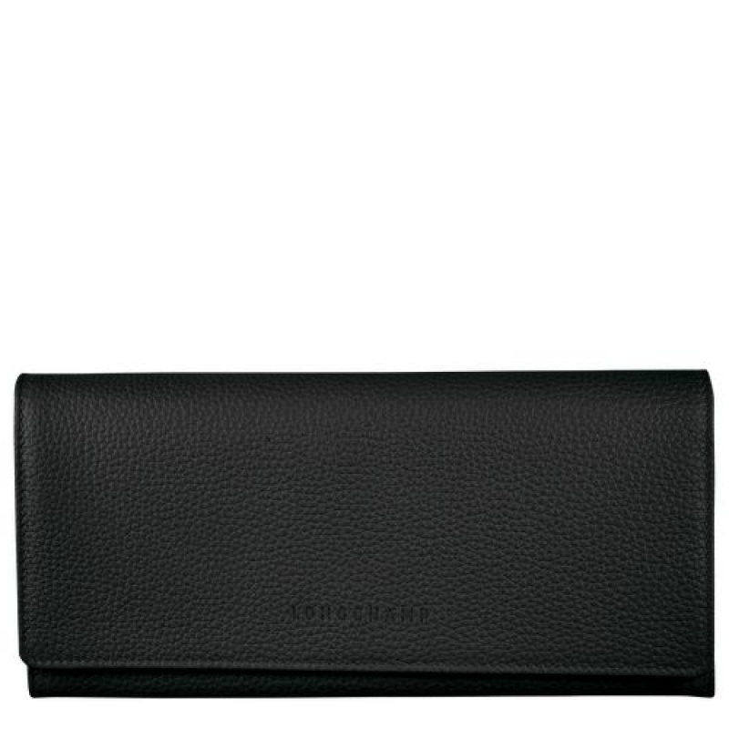 Longchamp Le Foulonne Long continental wallet Black | FESIUQL-47