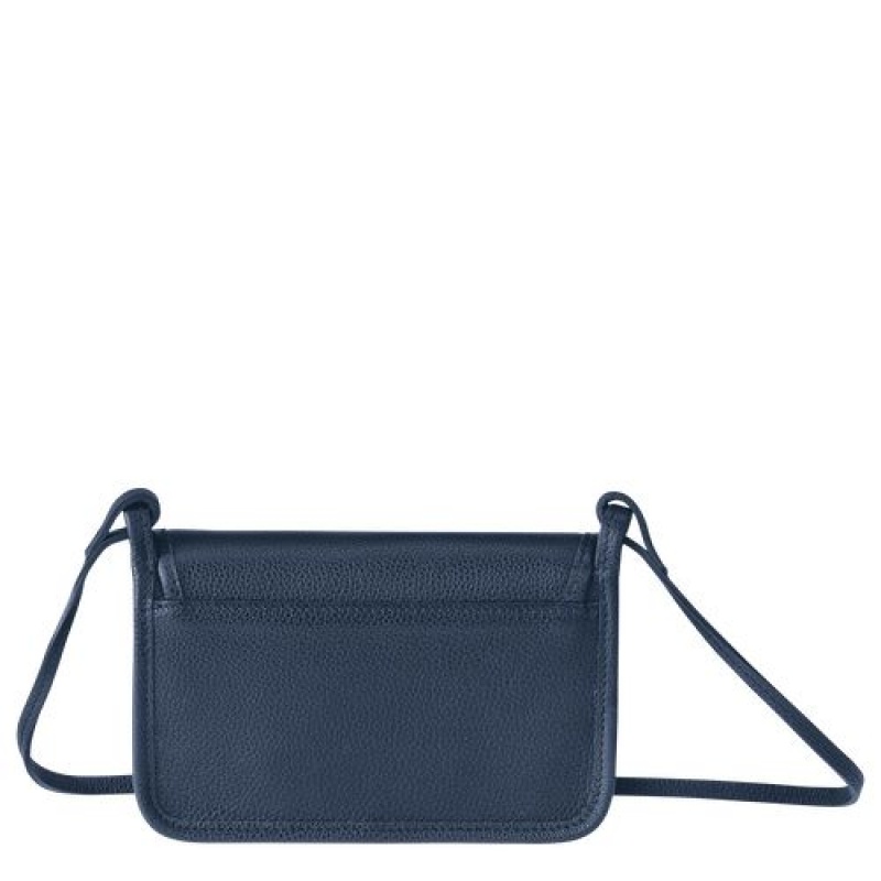 Longchamp Le Foulonne On Chain Wallet on chain Navy | SPWNZTJ-80