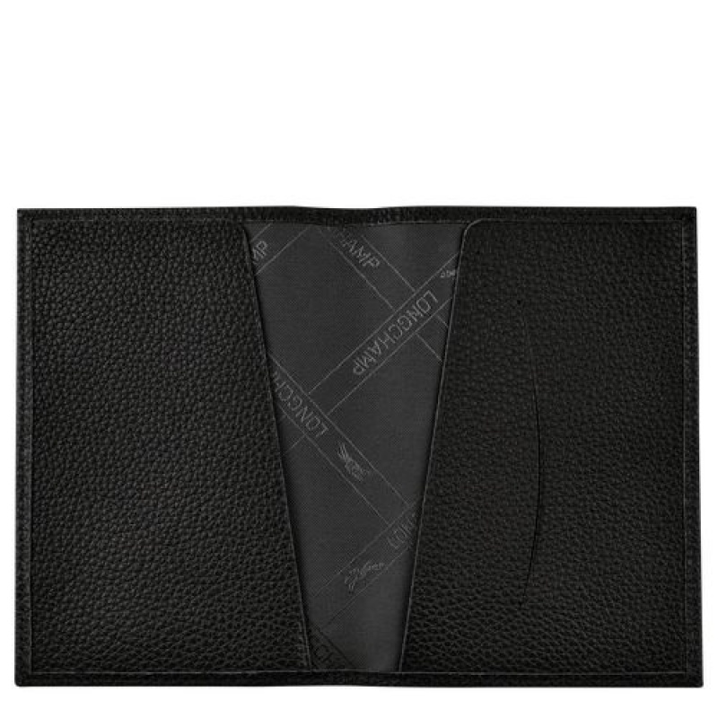 Longchamp Le Foulonne Passport cover Black | ISHWOJY-36