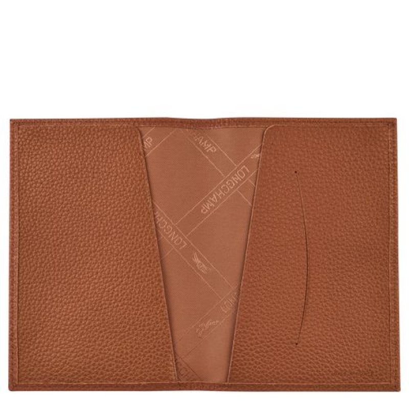 Longchamp Le Foulonne Passport cover Caramel | HIMJDEP-76