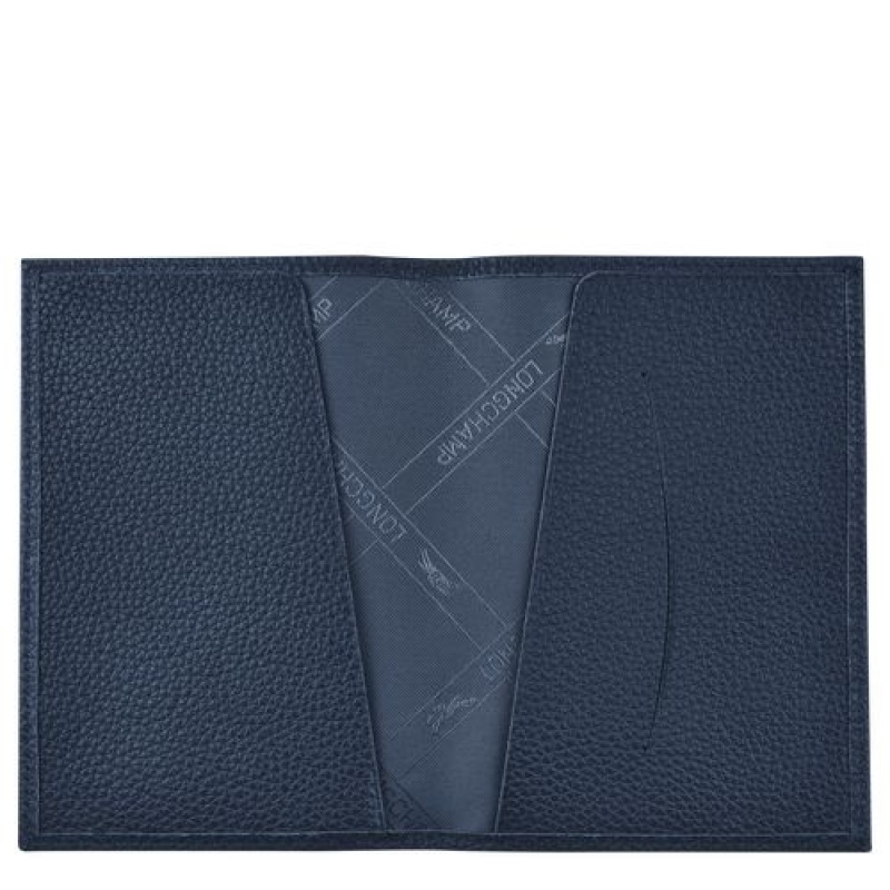 Longchamp Le Foulonne Passport cover Navy | VXDPOCI-32