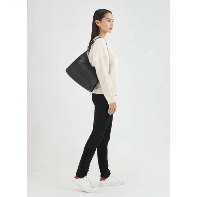 Longchamp Le Foulonne Shoulder bag Black | JQNUXZK-67