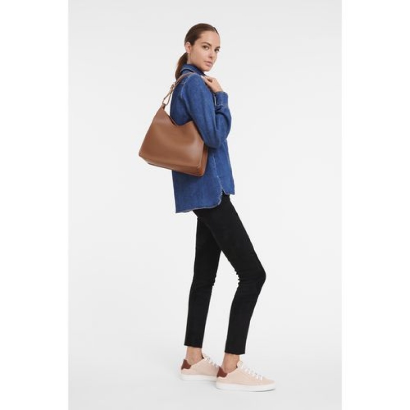 Longchamp Le Foulonne Shoulder bag Caramel | FZWSMVR-40