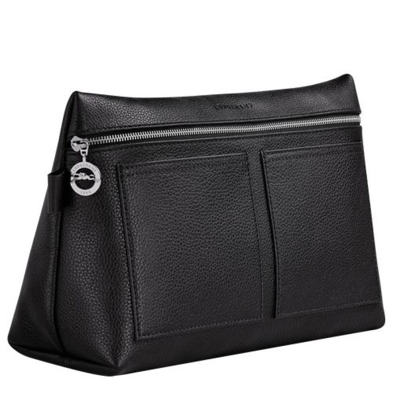 Longchamp Le Foulonne Toiletry case Black | AJLUBFN-94