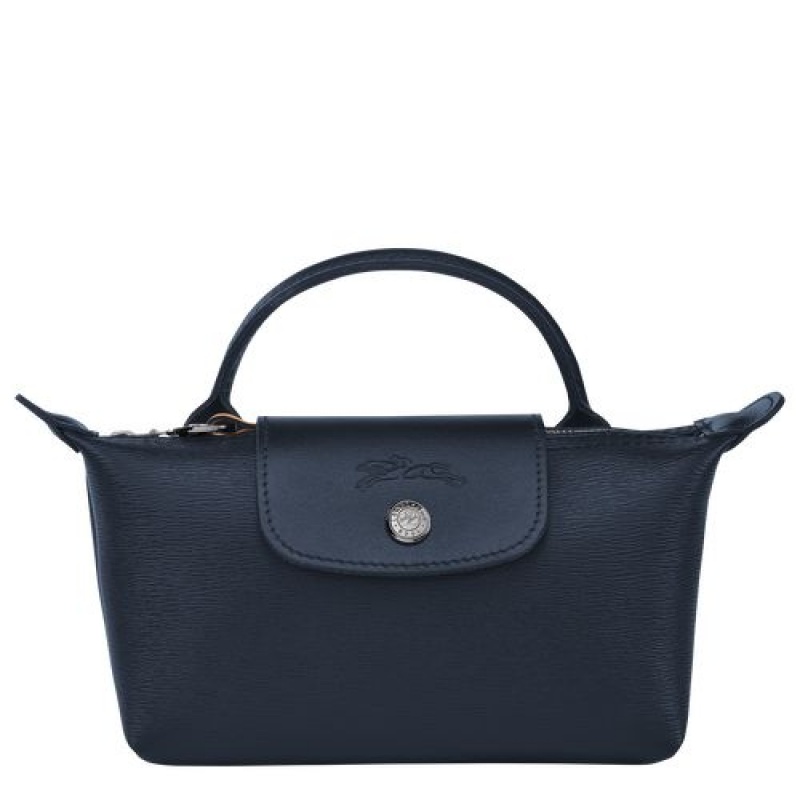 Longchamp Le Pliage City Pouch with handle Navy | QZHPMNV-49