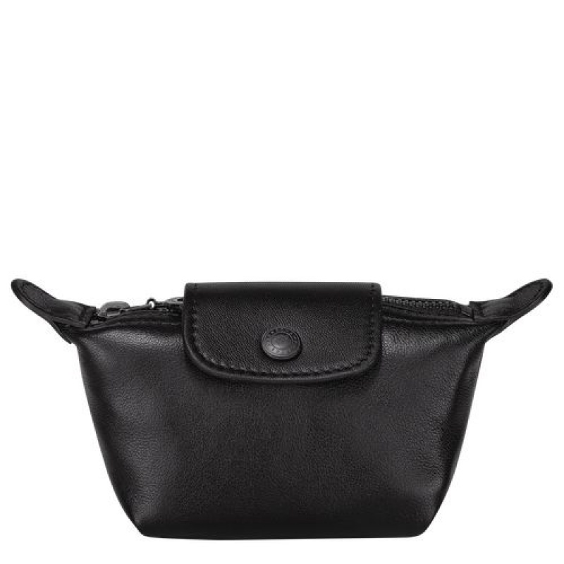 Longchamp Le Pliage Cuir Coin purse Black | QMBGLAN-90