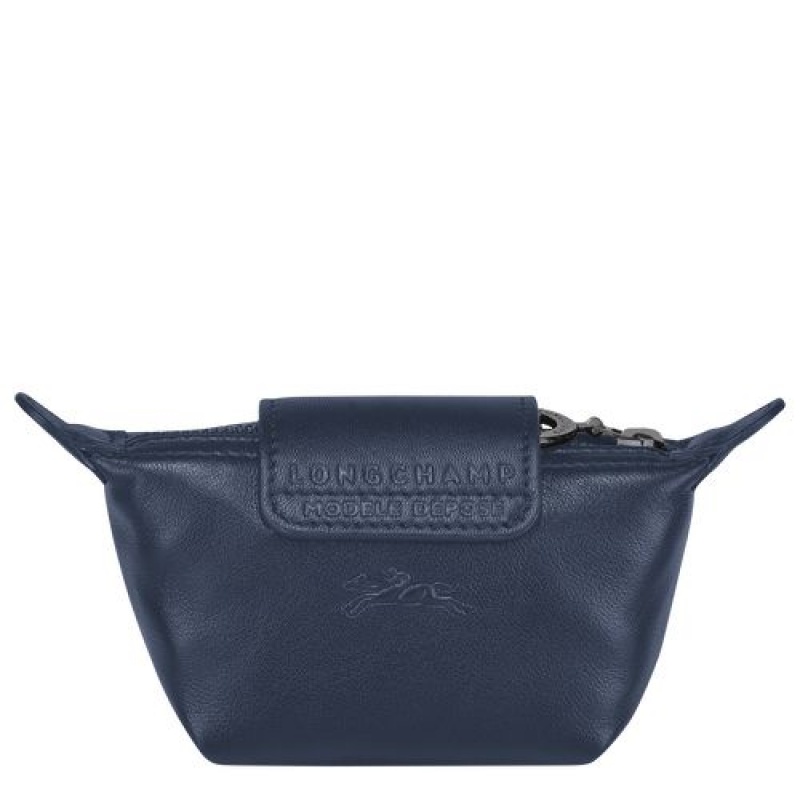 Longchamp Le Pliage Cuir Coin purse Navy | RQWZMOF-52