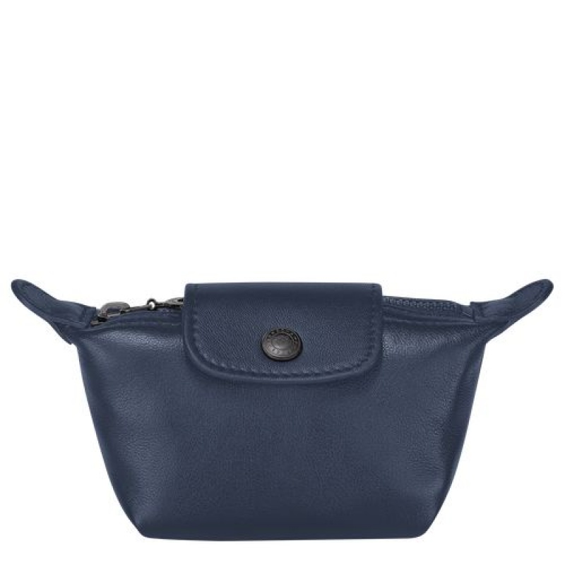 Longchamp Le Pliage Cuir Coin purse Navy | CEJSHXI-72