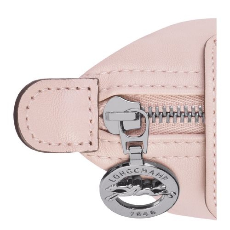 Longchamp Le Pliage Cuir Coin purse Pale Pink | ZBNVPGW-73