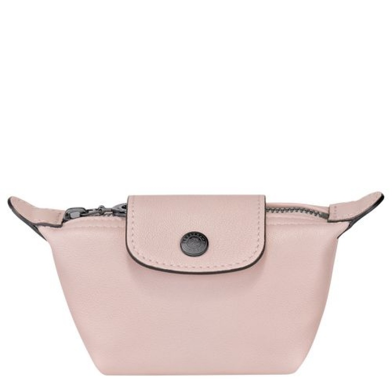 Longchamp Le Pliage Cuir Coin purse Pale Pink | ZBNVPGW-73